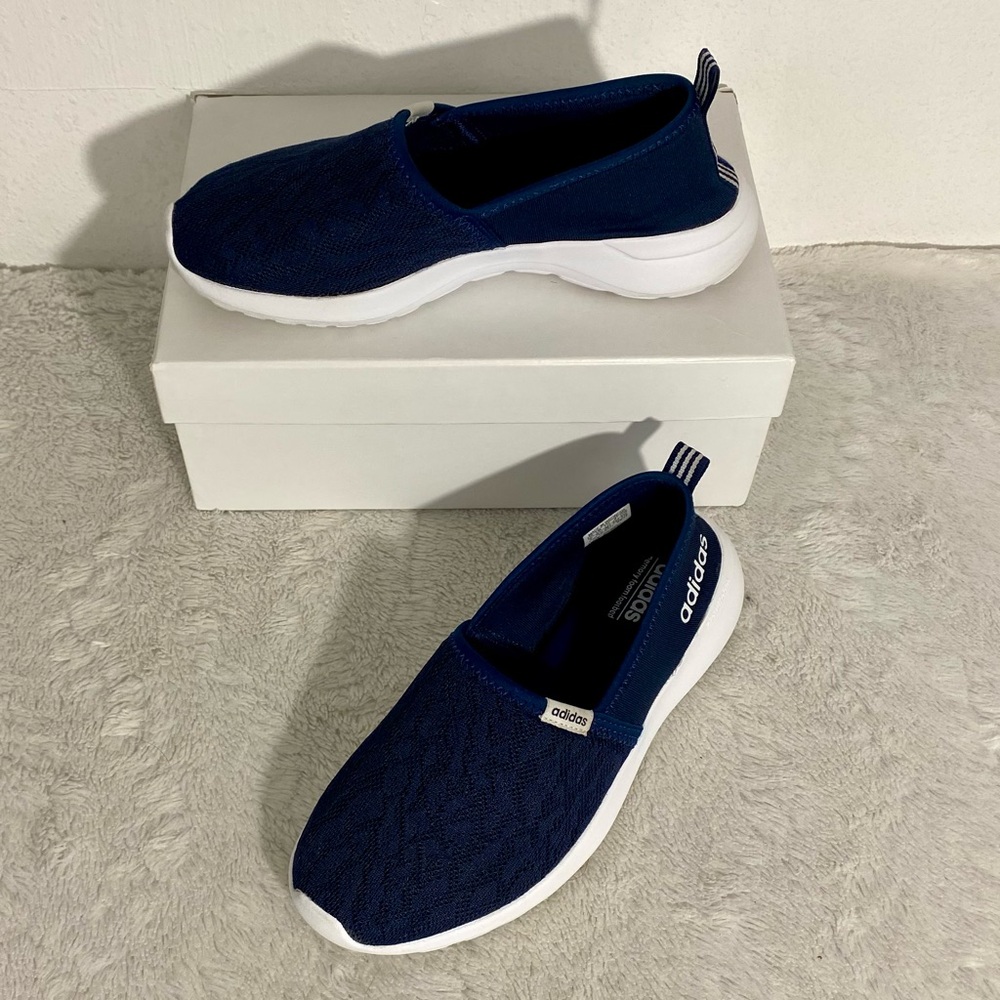 Adidas Navy Blue Cloudfoam Lite Racer Slip On Shoes Women’s Size 7